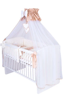 Babybett K2 mit 11-tlg KomplettSet Bettwäsche Matratze Nestchen Cremig