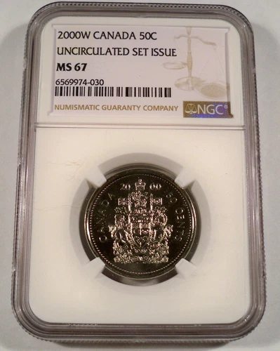 2000 W CANADA NGC MS67 HALF DOLLAR 50c BRIGHT WHITE MS 67