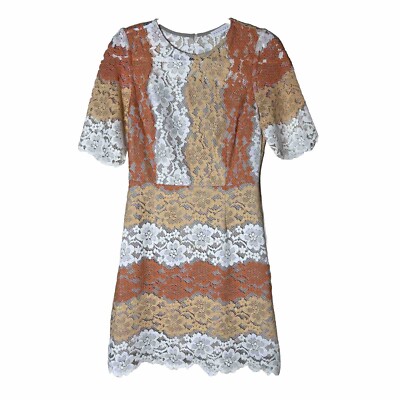 Flutter By Dance & Marvel Lace Dress  Striped Women s Size Medium Ivory Orange
