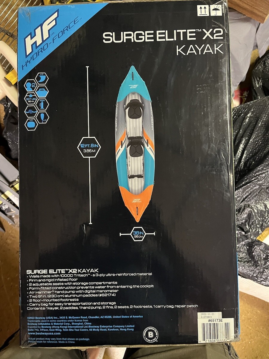 Kayak Gonfiabile 2 Posti Hydro-Force Rapid Elite - Con Pagaie, Pompa, Sedili, Pinne E Borsa