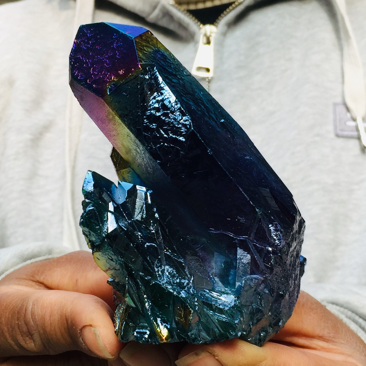 328g Rainbow Quartz Titanium Crystal Cluster Healing Rough Mineral