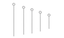 20 Silver 24 Gauge 0.51mm Eyepin Findings With Eye Loop End Pin Plated Brass