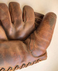 Button & 3 WEB 1940s Baseball Mitt Split Finger Glove Genuine Cowhide Right Hand — photo 6