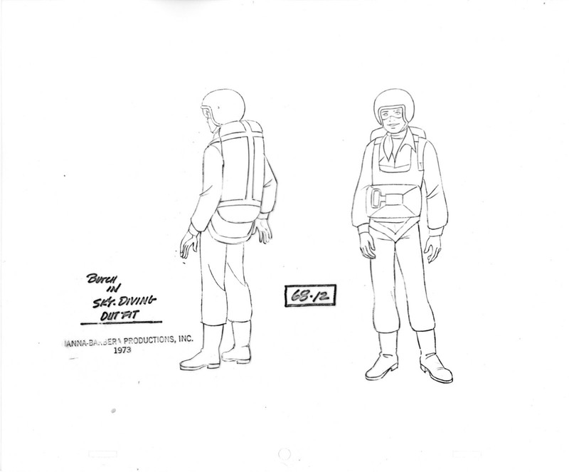 Butch Cassidy Sky-Diving Suit original production model cel 1973 Hanna-Barbera