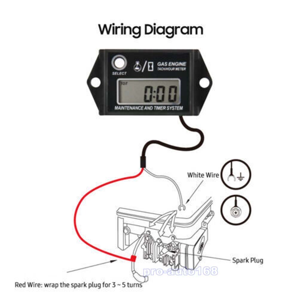 Top Tach TT2B Digital Hour Meter Tachometer for Small Gas Spark