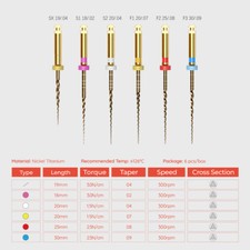 6 PCS Gold SX-F3 21mm/25mm/31mm NiTi Rotary Files for Dentsply Dental Endo Motor