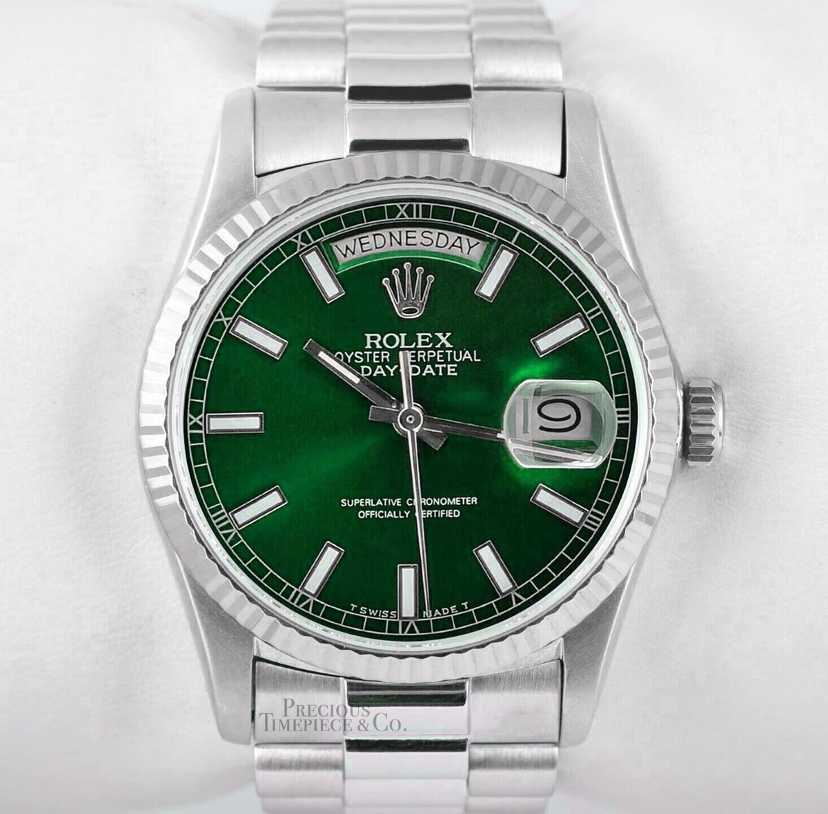 Rolex Day-Date 36mm 18239 President 18K White Gold Fluted Bezel