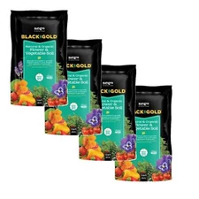 SunGro Black Gold Organic Plant Potting Soil, 1.5 Cubic Foot Bag (Pack of 4)