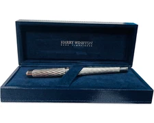 Harry Winston Textured Silver Tone Diamond Fountain Pen NIB Rare