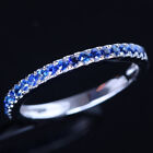 Sapphiers Band Engagement Wedding Women's Ring 14k White Gold Wedding Pave 0.4ct