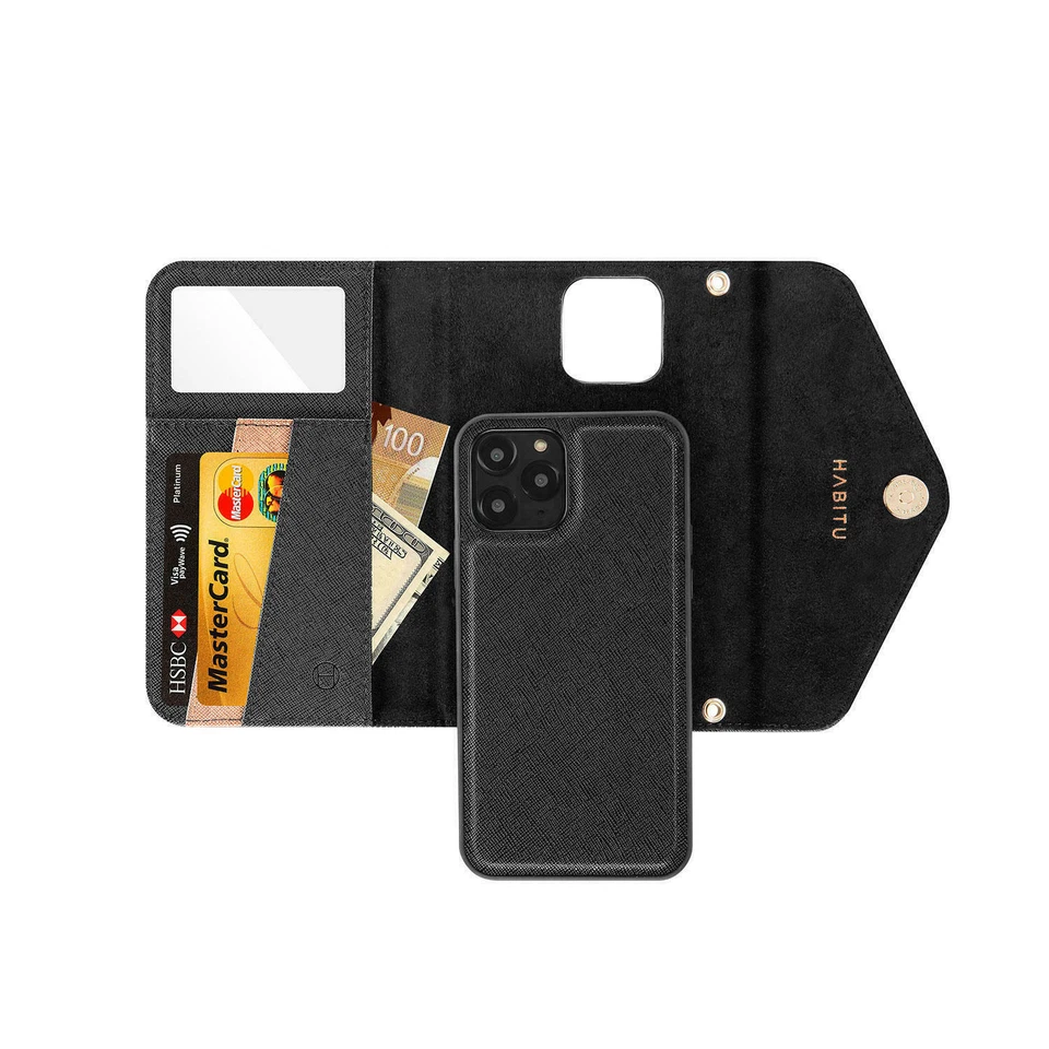 HABITU IPHONE 12 SELENE CROSSBODY WALLET CASE, BLACK *DISTRESSED PKG - Image 4 of 4