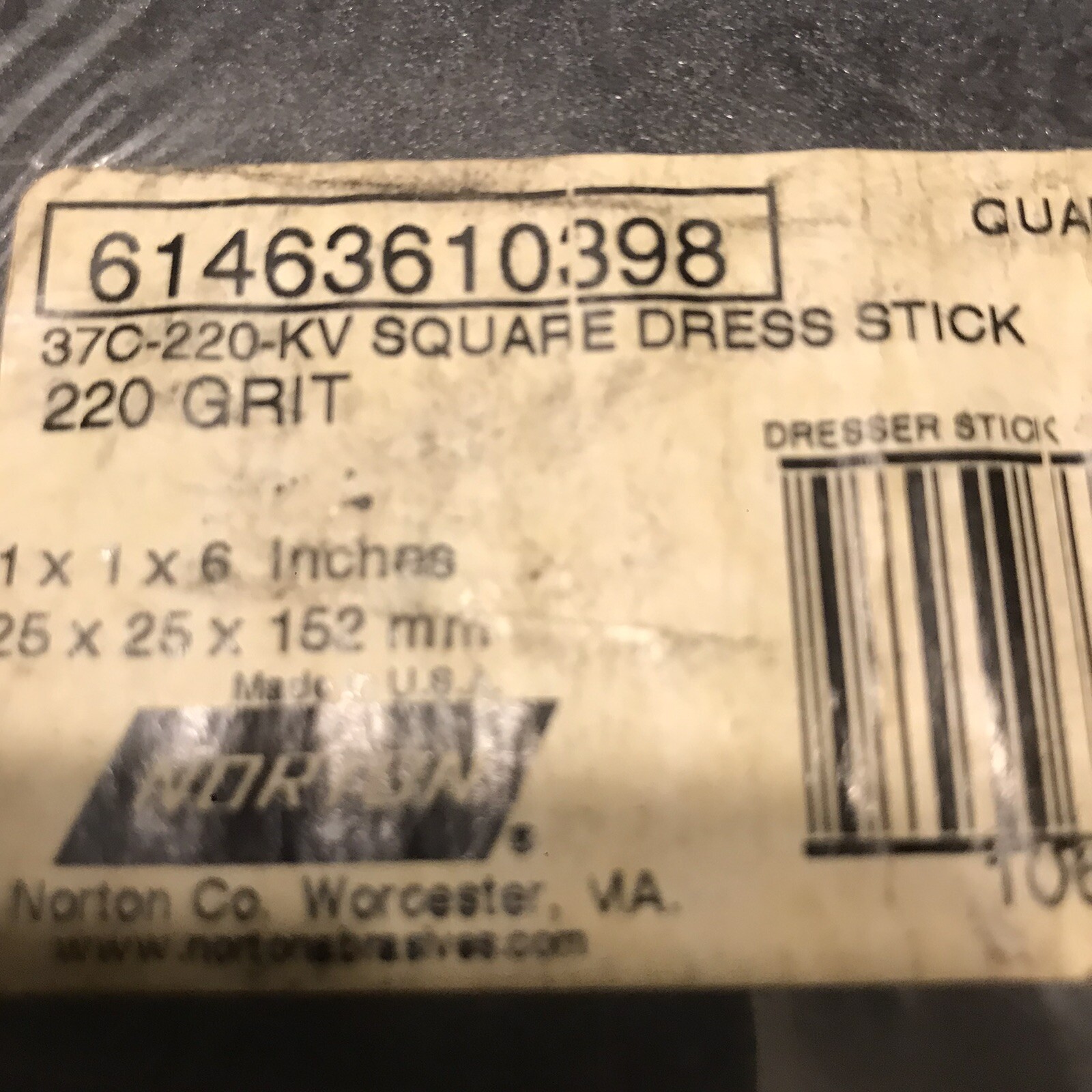 Three (3) Norton Dress Sticks 1x1x6 Fine Sq 370220KV New Abrasives