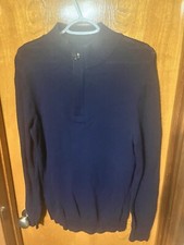 Tasso Elba Men's M 1/4-Zip Lightweight Pullover Sweater Navy Blue