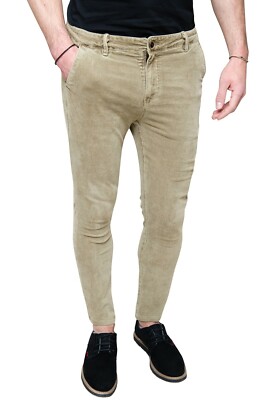 Pantaloni uomo Diamond invernali beige velluto casual jeans slim fit da 46  a 54 | eBay