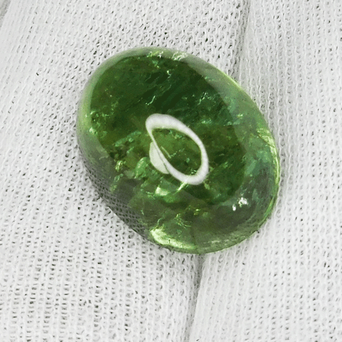 16.66 Cts Massive Inclusion Sparkling Luster Natural Green Tourmaline Oval Cab - Picture 2 of 3