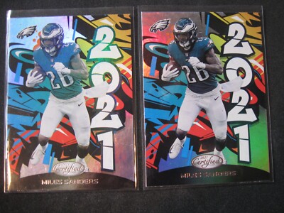 MILES SANDERS 2-CARD LOT 2021 Panini Certified '21 #5 PHILADELPHIA EAGLES Mint