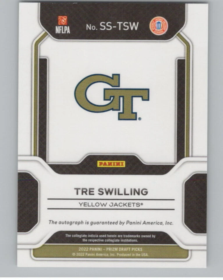 2022 Panini Prizm Draft Picks Sensational Signatures #55 Tre Swilling V98988 - Image 2 of 3