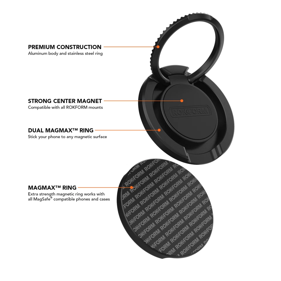 Rokform Triple MAGMAX Magnetic Sport Phone Ring Stand MagSafe Front Back Magnets - Image 3 of 4
