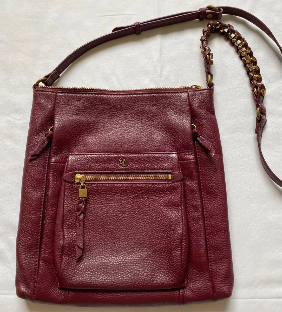 Elliot Lucca Crossbody Shoulder Bag Burgundy Soft Leather Lightweight