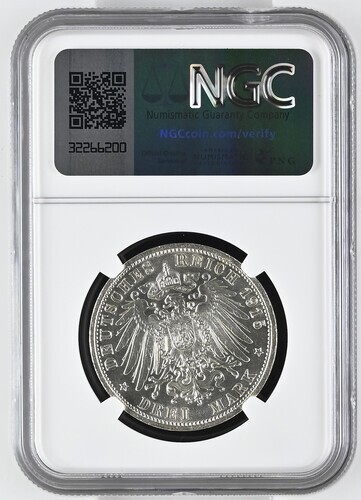 J 57 3 Mark BRAUNSCHWEIG LÜNEBURG Ernst August von 1915 A NGC MS 64 KM070 - Bild 2 von 2