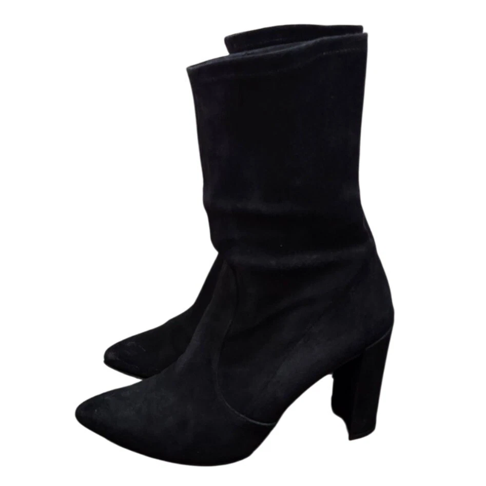 Stuart Weitzman Clinger Black Suede Booties Size 9.5 M