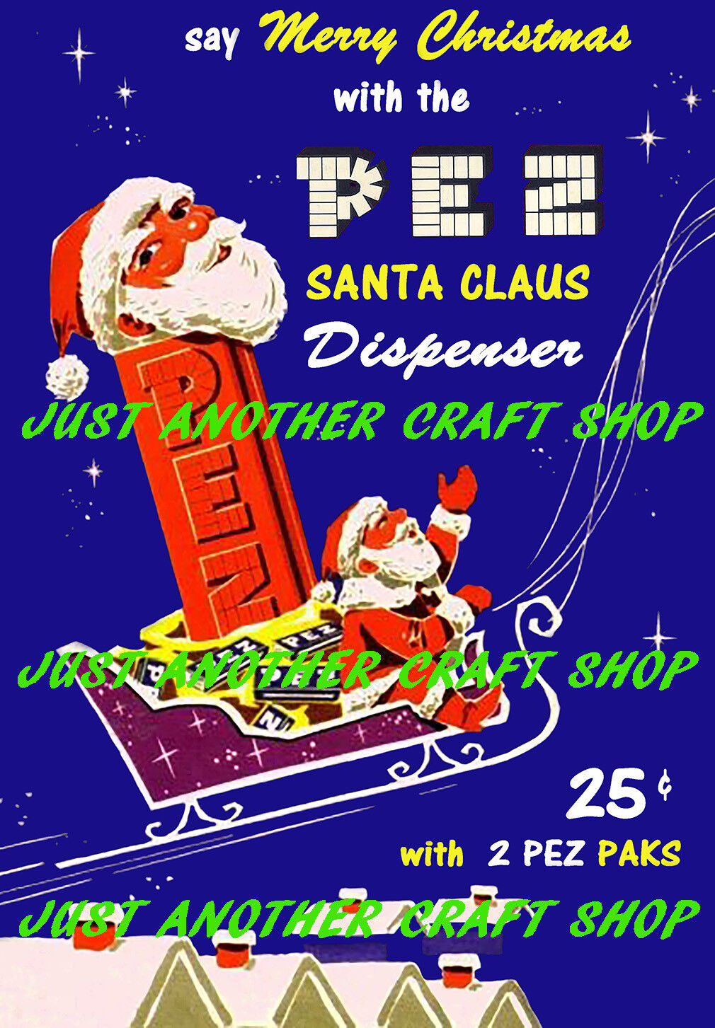 Pez Vintage Santa Claus Candy Dispenser A3 large size Poster Advert Sign Leaflet