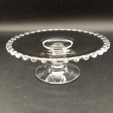 Vintage Depression Imperial Glass Candlewick Hobnail Edge Small Round Pedestal