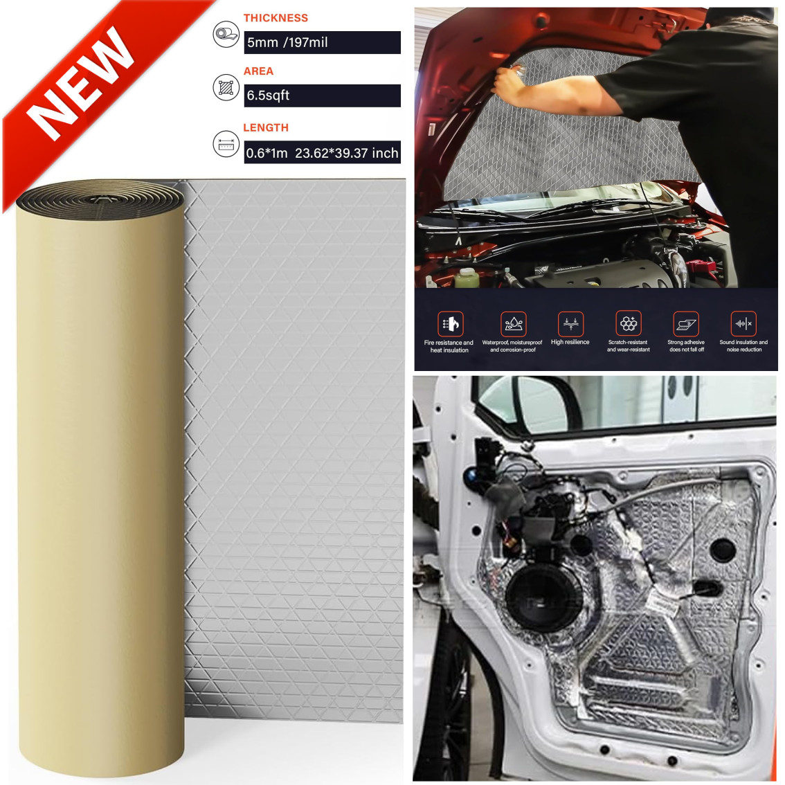 Aislante De Sonido Para Carros Autos Audio Aislamiento Ruido Heat Insulation Mat