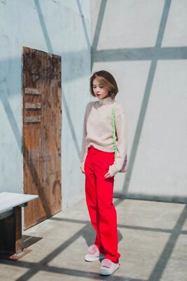 Uniqlo U Women Cotton Straight Pants Trousers Red Christophe Lemaire Choose  Size | eBay