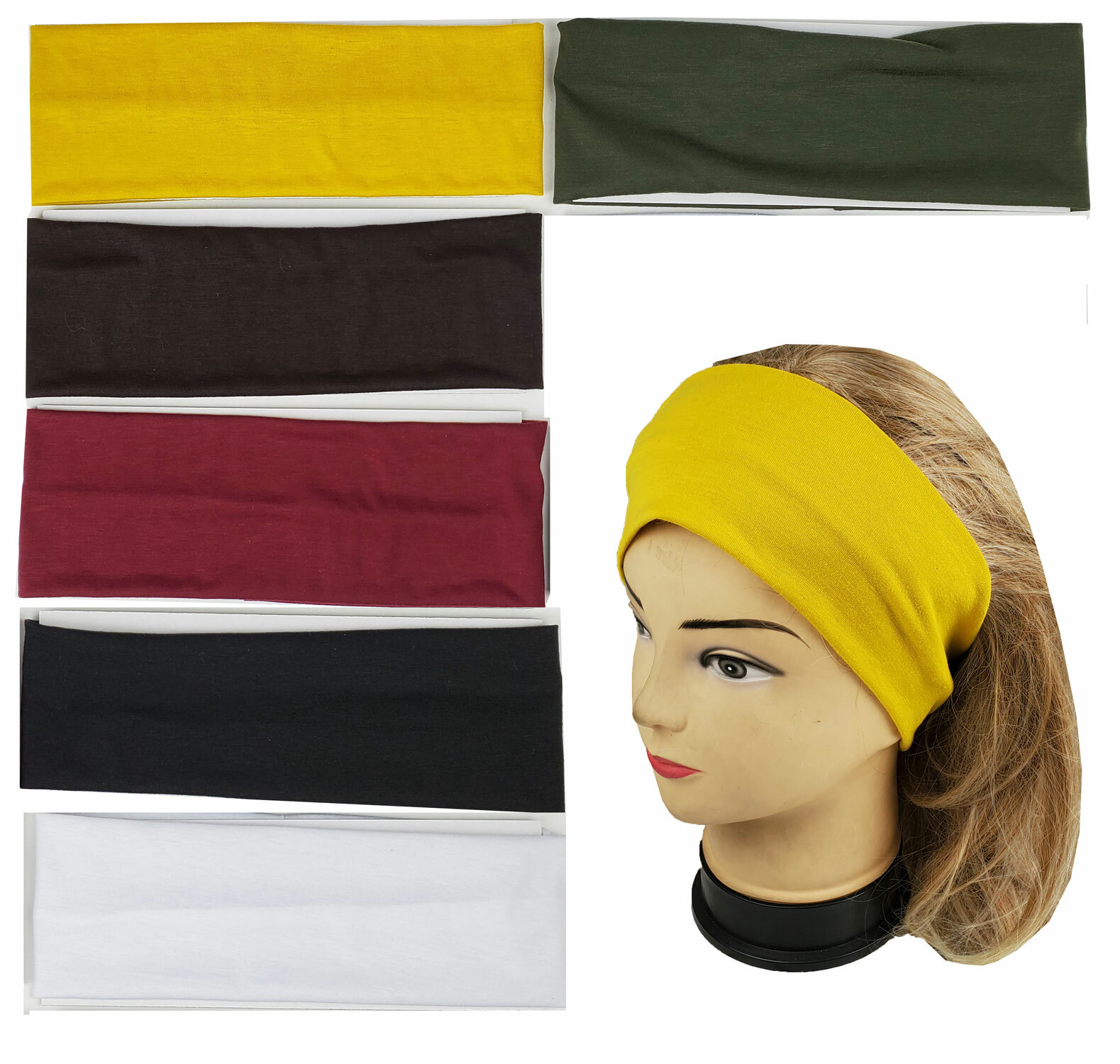 6 Solid Color Plain Headband Women's Yoga Hair Wrap Stretchable eBay