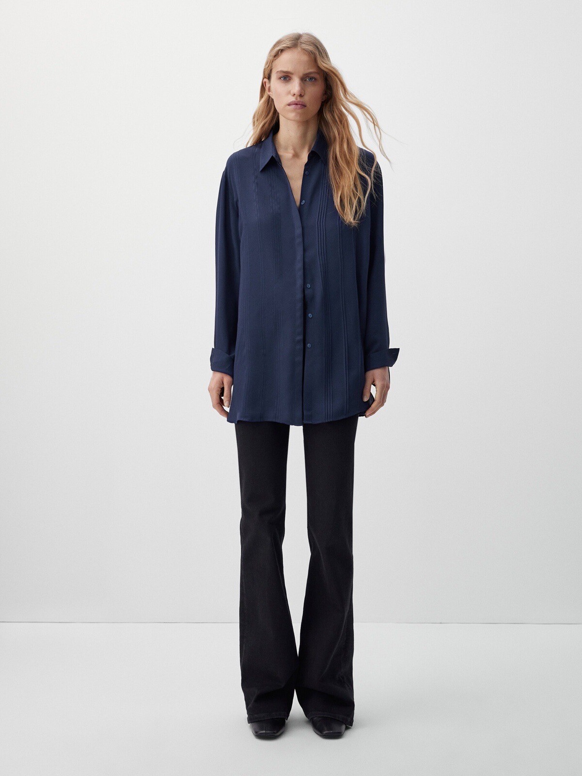 Loose-fitting shirt with pintuck detailing Massimo Dutti Size 12