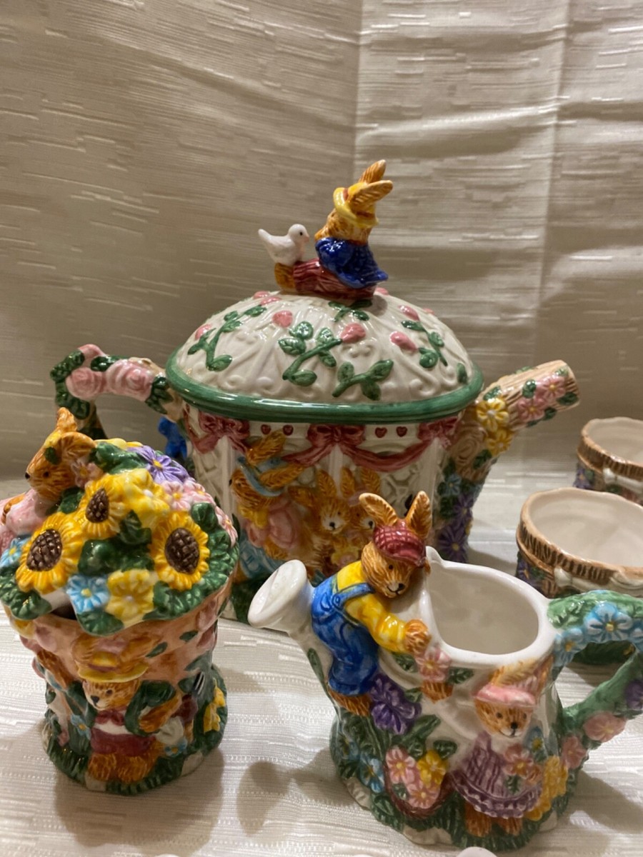 Vintage Rabbit Garden Party Springtime Tea Set 20 piece Boxed | eBay