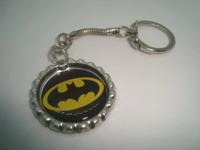 BATMAN design Bottle Cap key chain Snake style Silver Tone Polyurethane  - Image 4 of 4