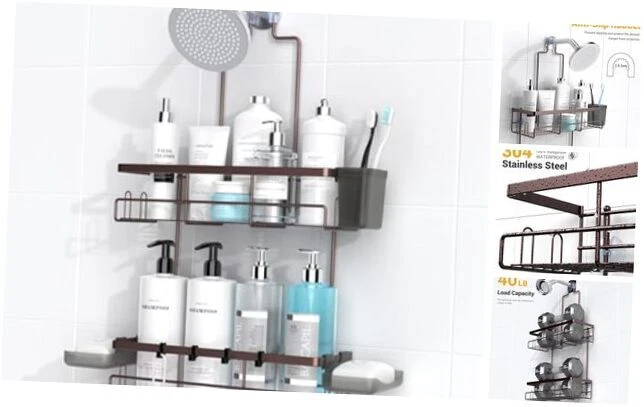 Shower Caddy Hanging Bathroom Organizer: Rustproof Shower Shelf for Bronze