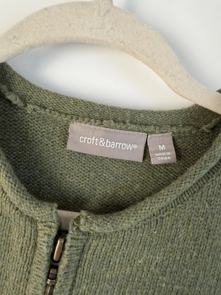 Croft & Barrow Muñeco de Nieve Escena Navidad o Invierno Suéter Verde Cremallera Talla M Foto 4 de 4