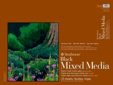 400 Series Mixed Media Paper, Black, Glue Bound Pad, 18X24 Inches, 15 Sheets (18