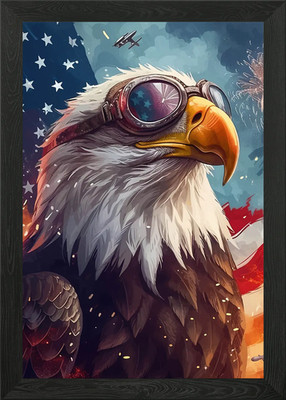 Adler amerikanische Flagge gerahmtes Wandbild Poster Leinwanddruck Bild