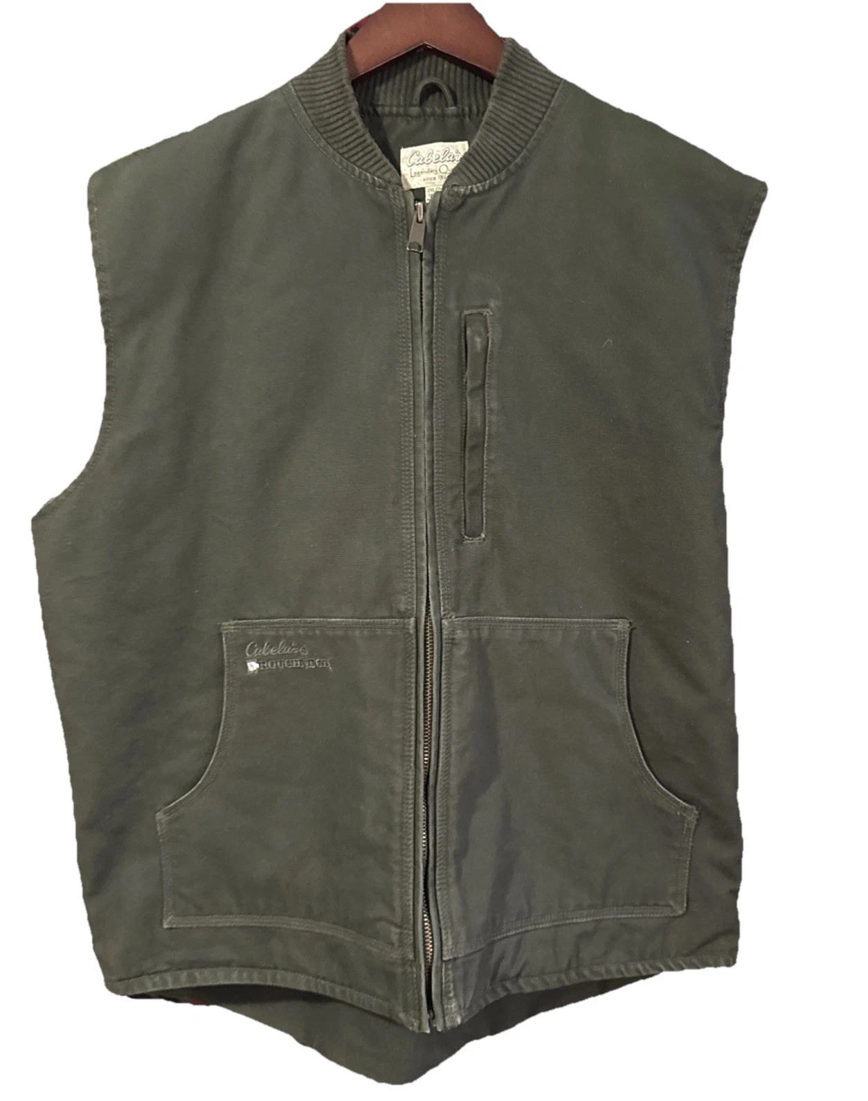Cabelas Vest Mens 2XL Roughneck Brown Duck Canvas Vest Work Outdoors Utility