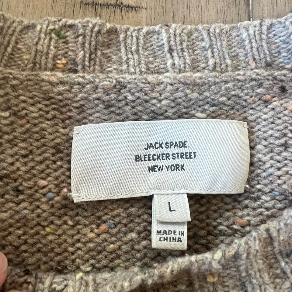 Jack Spade Bleecker Street Speckled Wool Blend Crew Neck Sweater Mens L Brown - Image 2 of 4