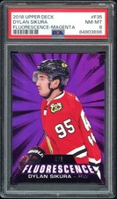 2018 UPPER DECK #F-35 DYLAN SIKURA FLUORESCENCE MAGENTA RC ROOKIE /5 PSA 8