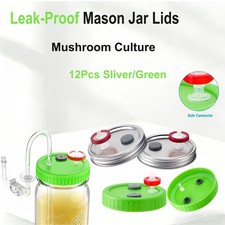 12xWide Mouth Liquid Culture Lids With tubing for Mushroom growing Needle filter