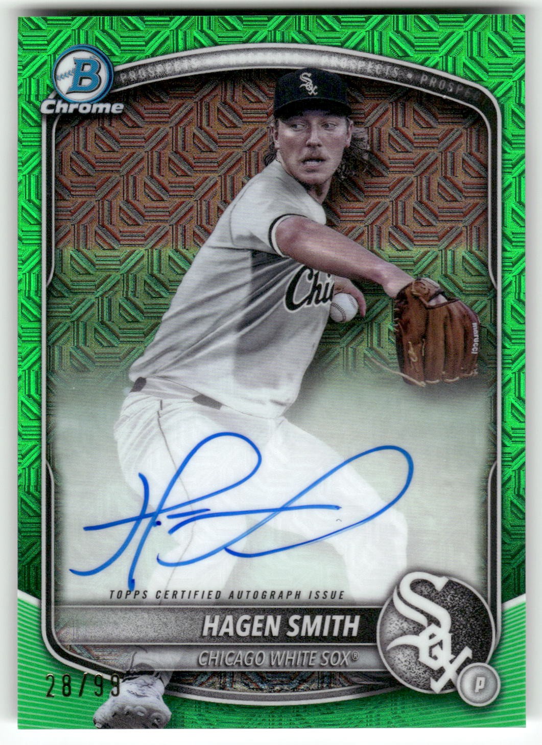 2025 Bowman #BMA-HS Hagen Smith Chrome Auto Green Mega Refractors /99