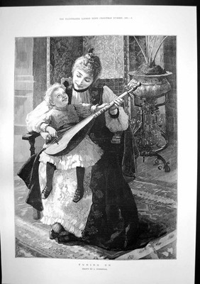 Antiker Druck Tuning Up A Forestier Gabriel Onkel Sylvester Pfeifenbrand 1891 19.