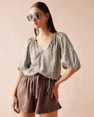 Anthropologie Omika Isla Tasseled Blouse Elliot Galapago Womens Size Small