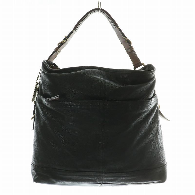Coach Harrison East West Leather Satchel - 2-Way Shoulder Bag in Black Grain Leather