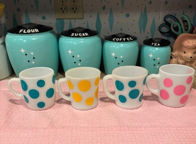 Vintage Milk Glass Mugs Polka Dot Fire King Anchor Hocking sold INDIVIDUALLY