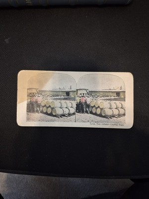 Old Antique vtg 1890s Sugar Levee New Orleans La Stereoview Photo Card Very Nice