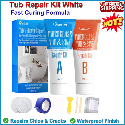 Tub Repair Kit White Tub Chip and Bathtub Repair Kit for Crack, Chips, Scratches