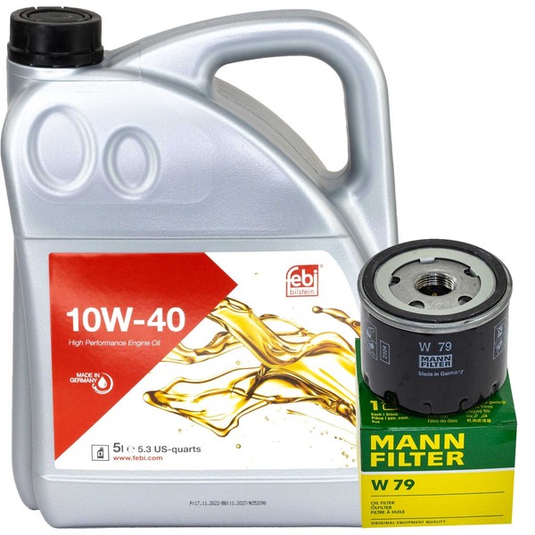 MotoröL Set Febi 10W-40 5 Liter + ÖLfilter FüR Dacia Nissan Opel Renault 1.9-image