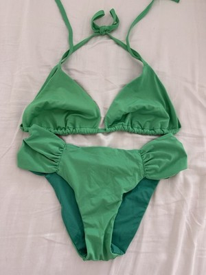 Calzedonia Women's Bikini Set Green Top Size Large Bottom Size Small